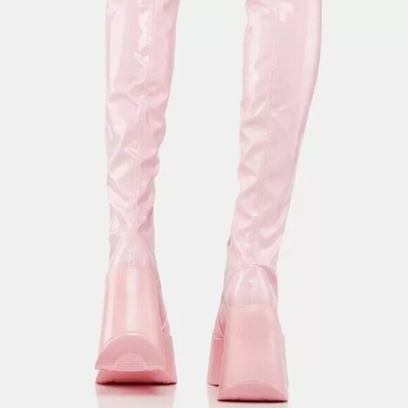 Demonia THE " DYNAMITE PINKY " 300 Knee High Boots Thigh High (Brand new) - Picture 5 of 6